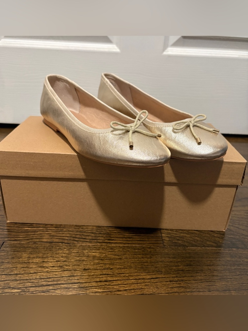 Steve Madden Metallic Gold Ballet Flats with Bow